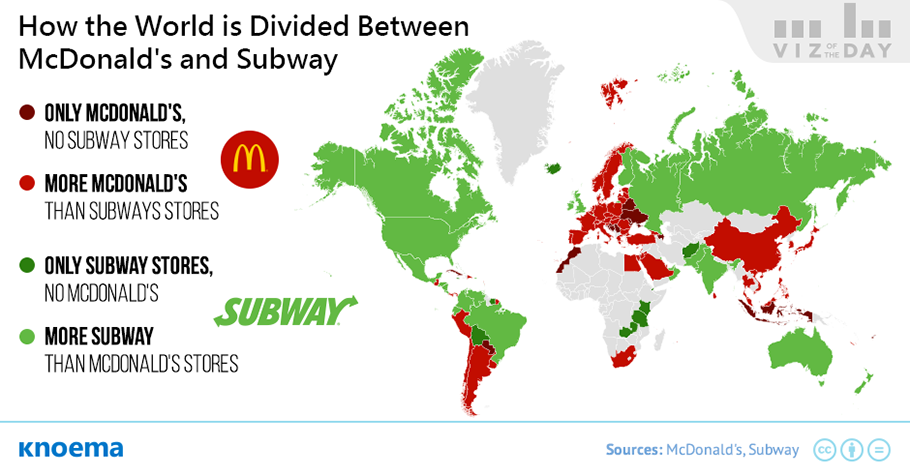 Map Of Every Mcdonald S In The World Mcdonald's Vs Subway: Which Has The Bigger Restaurant Chain? - Knoema.com